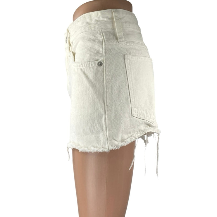 Madewell Women's White High Rise Raw Hem Cut Off Denim Jean Shorts Size 25