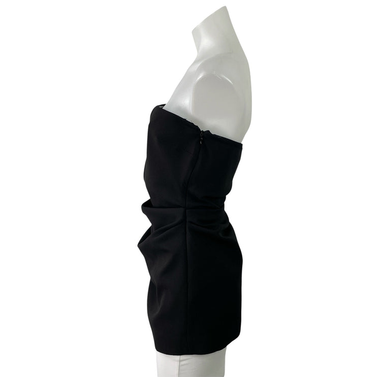 Zara Womens Black Sleeveless Strapless Ruched Tunic Blouse Tank Tube Top Size S