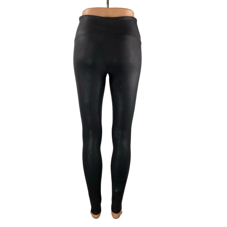 Spanx Women's Black Faux Vegan Leather High Rise Skinny Moto Leggings Pants Sz M