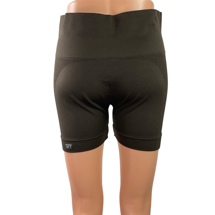 Set Active Women's Brown Mid Rise Athletic Activewear Biker Running Shorts Sz XL