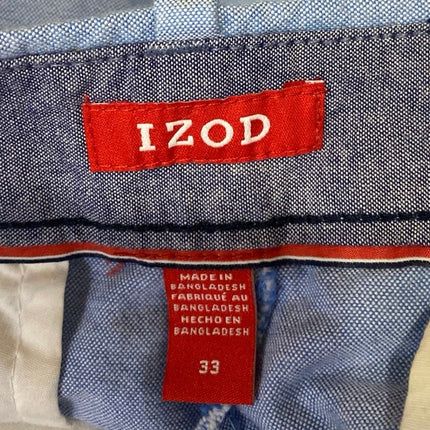 Izod Newport Oxford Men's Blue Cotton Chambray Lightweight Chino Shorts Size 33