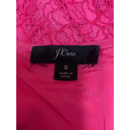 J.Crew Women's Pink Floral Lace Keyhole Round Neck Short Sleeve Blouse Top Sz S