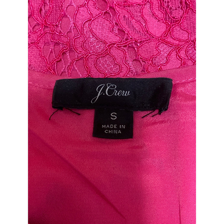 J.Crew Women's Pink Floral Lace Keyhole Round Neck Short Sleeve Blouse Top Sz S