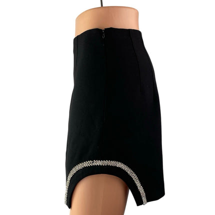 Zara Black Jeweled Rhinestone Embellished Slit Zipper Mini Pencil Skirt Size S