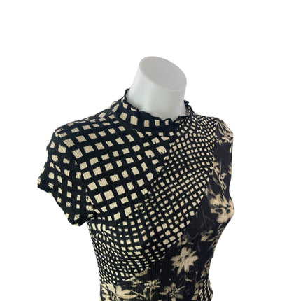 Urban Outfitters Nina Black Floral Short Sleeve Spliced Bodycon Mini Dress Sz S