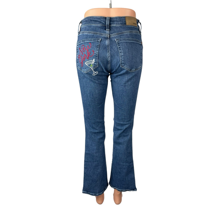 Mavi Molly Women's Blue Embroidered Mid Rise Flared Bootcut Denim Jeans Size 25