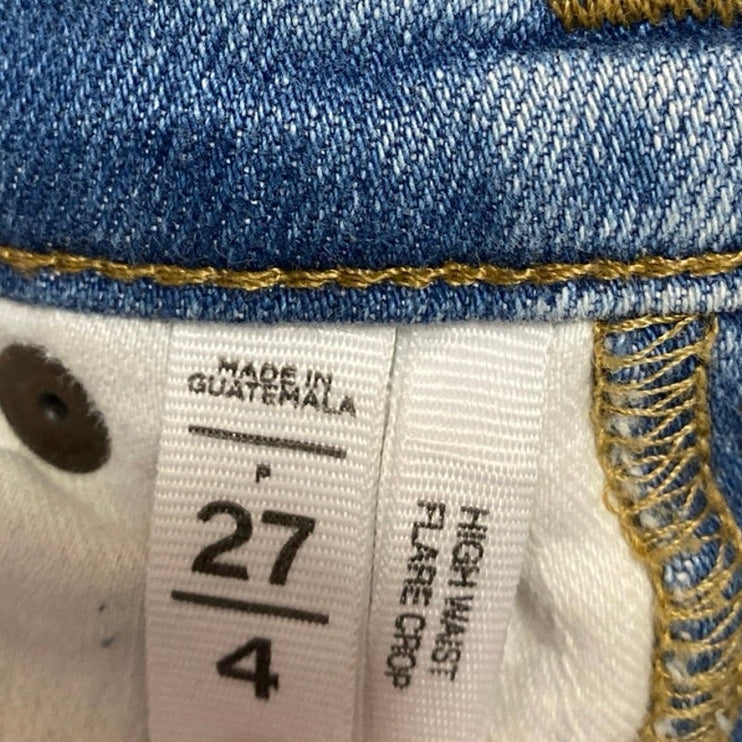 LOFT Women's Blue High Waist Frayed Raw Hem Flared Bootcut Denim Jeans Pants 27