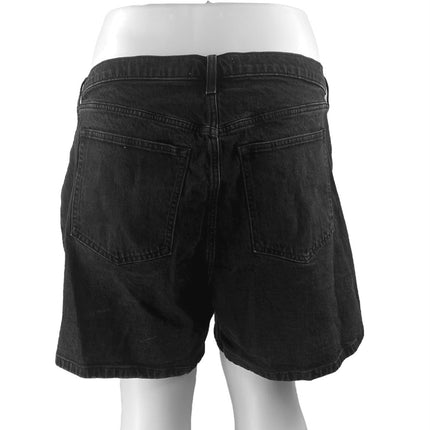 Abercrombie & Fitch The 7" Dad Womens' Black High Rise Denim Jean Shorts Size 36