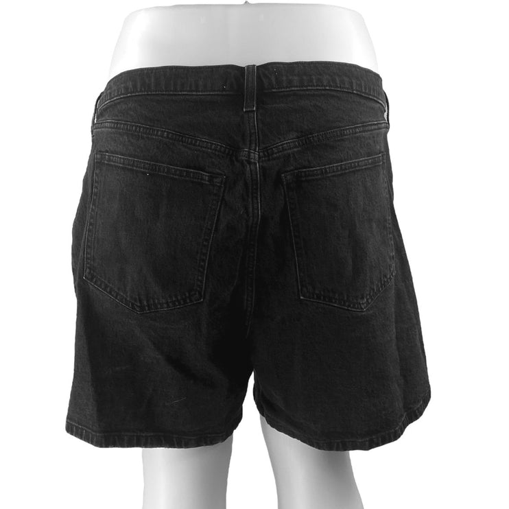 Abercrombie & Fitch The 7" Dad Womens' Black High Rise Denim Jean Shorts Size 36