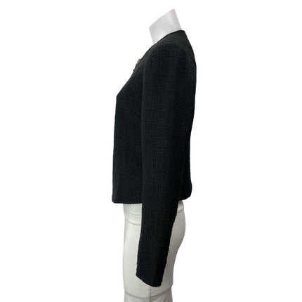 Maria Filo Women's Black Long Sleeves Textured Tweed Zip Up Coat Jacket Size 38