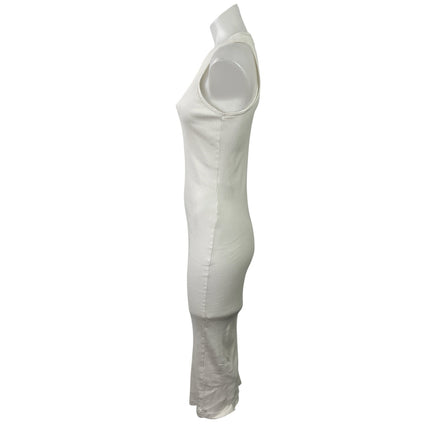 AWARE Vero Moda Womens White Sleeveless Ribbed Knit Tank Midi Bodycon Dress Sz S