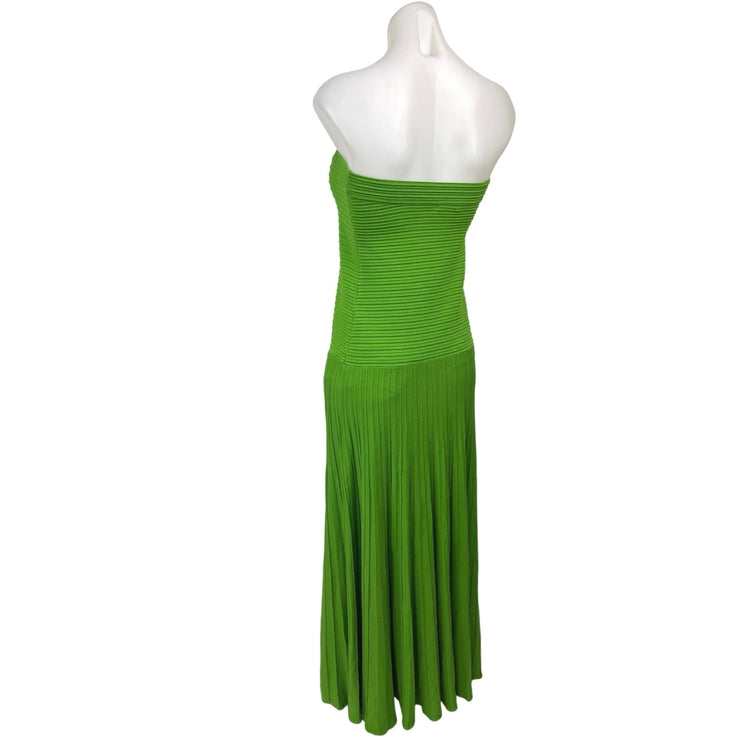 COS Green Ribbed Textured Knit Stretch Fitted Strapless Tube Maxi Dress Size S