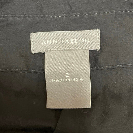 Ann Taylor Womens Black Sleeveless Collared Button Down Shirt Blouse Top Size 2