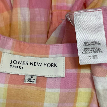 Jones New York Pink Plaid High Waist Tiered Pleated A Line Midi Skirt Size 16