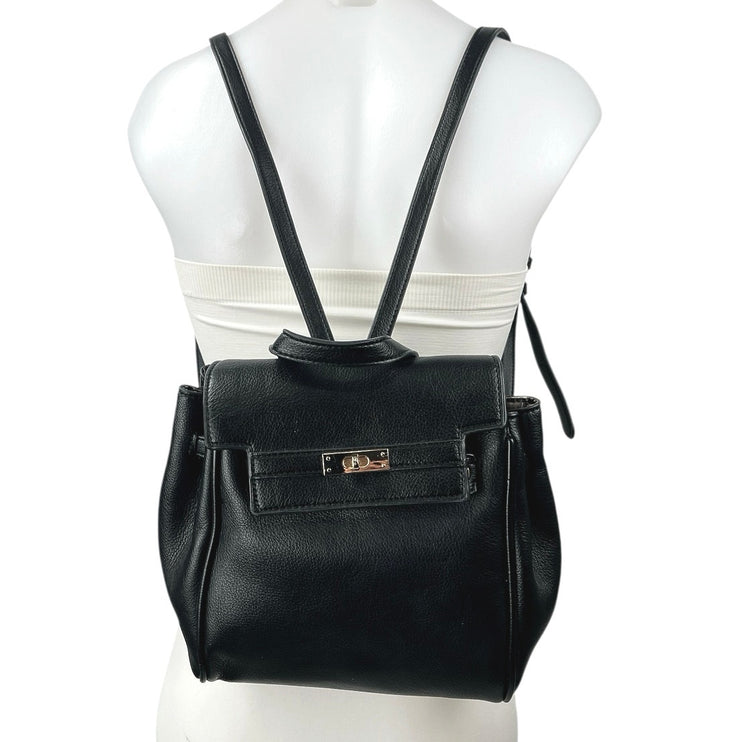 Urban Expressions Black Pebble Faux Leather Vegan Kelly-style Backpack One Size