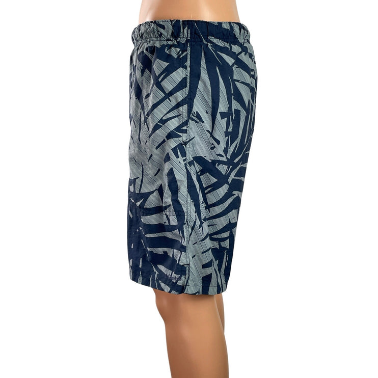 Columbia Men's Blue Leaf Tropical Hawaiian Mid Rise Board Swim Shorts Size M