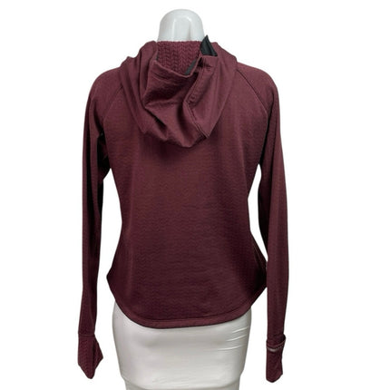 New Balance Women's Maroon Red Heat Green Hoodie Hooded Running Sweatshirt M