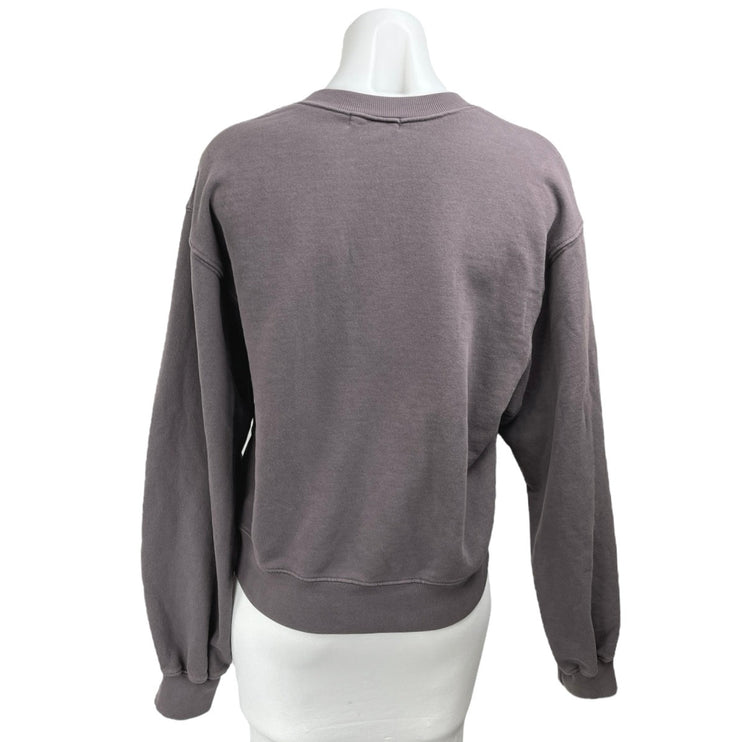 Agolde Low V-neck Women's Brown Fleece Long Balloon Sleeve Sweater Top Size XS
