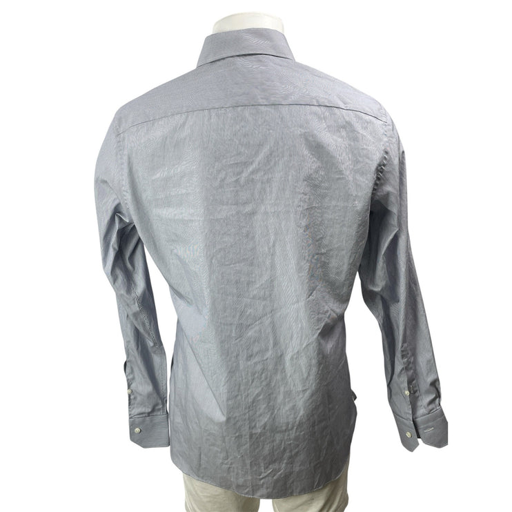 NEW Ermenegildo Zegna Gray Long Sleeves Striped Button Down Dress Shirt Top 42
