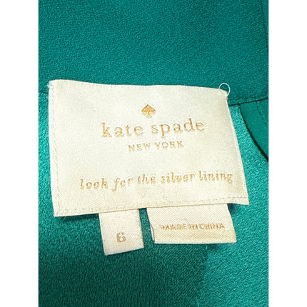 Kate Spade Satin Crepe Green Mock Neck Ruffle Flutter Sleeve Mini Shift Dress 6