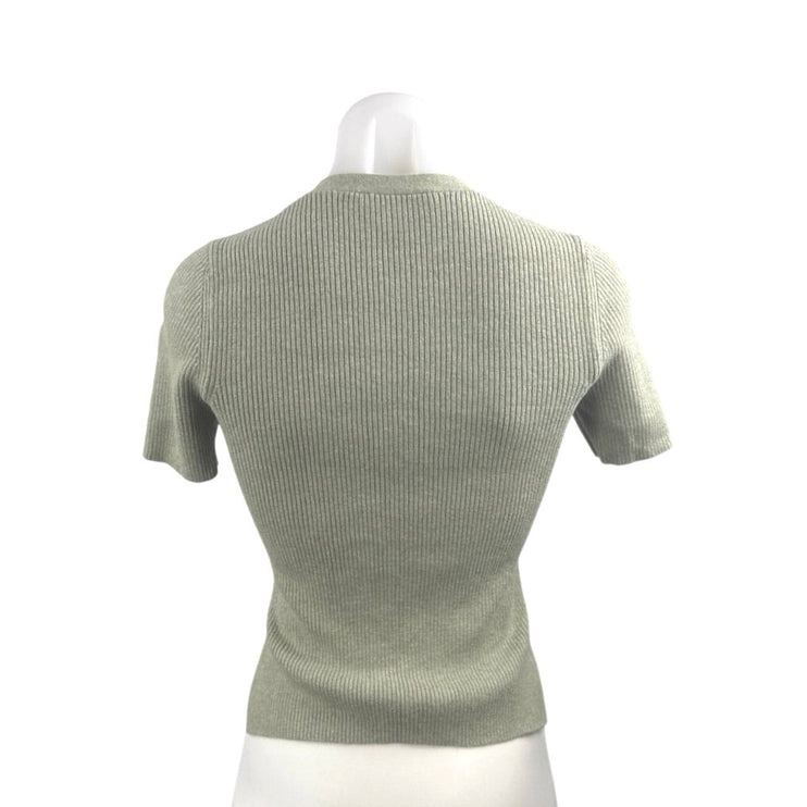 Abercrombie & FItch Women's Gray Ribbed Knit Short Sleeve Henley Top Size XS