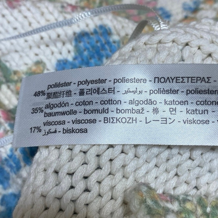 Zara Women's Multicolor Floral Cutout Tie Back Sleeveless Knit Crop Tank Top M