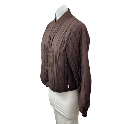 Rains Banja Liner Brown Quilted Long Sleeve Collared Sporty Bomber Coat Jacket S