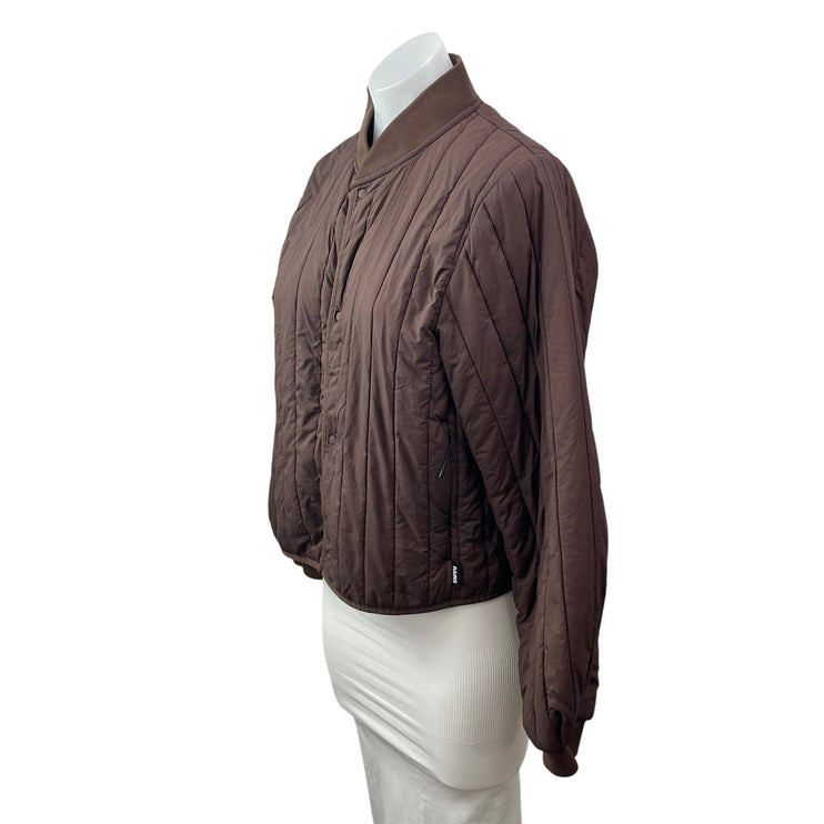 Rains Banja Liner Brown Quilted Long Sleeve Collared Sporty Bomber Coat Jacket S