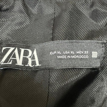 Zara Women's White Textured Tweed Double Breasted Blazer Coat jacket Size XL