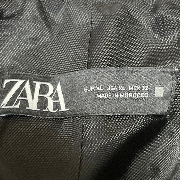 Zara Women's White Textured Tweed Double Breasted Blazer Coat jacket Size XL