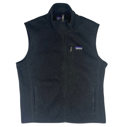 Patagonia Better Men's Black Fleece Zip Up High Neck Pockets Sweater Vest Coat L