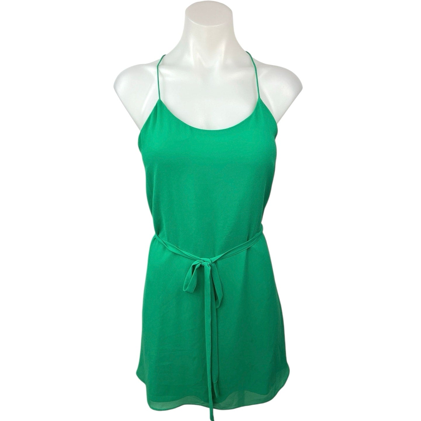 Naked Zebra Green Spaghetti Racerback Tie Mini Fit & Flare Camisole Tank Dress S Naked Zebra Green Spaghetti Racerback Tie Mini Fit & Flare Camisole Tank Dress S