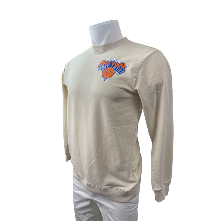 Men's Beige New York Knicks Jalen Brunson 11 NBA Long Sleeve Sweatshirt Top S
