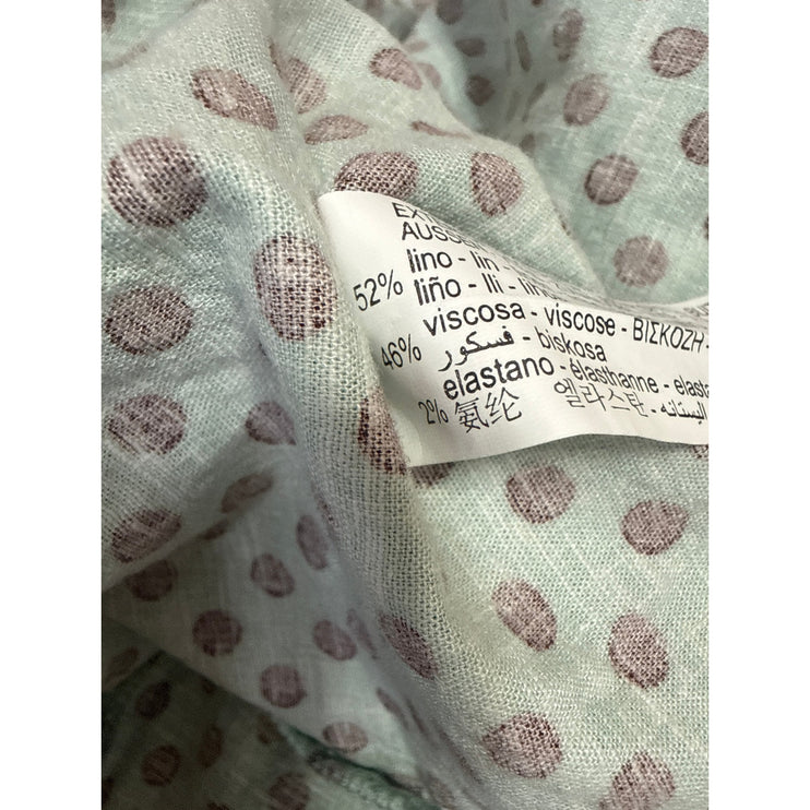 Zara Women's Green Linen Polka Dot Slit Bustier Midi Cami Tank A-Line Dress Sz S