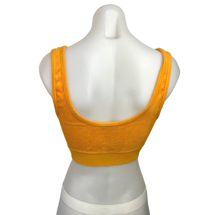 Zara Yellow Ribbed Knit Scoop Neck Stretch Pullover Activewear Sports Bra XS/S