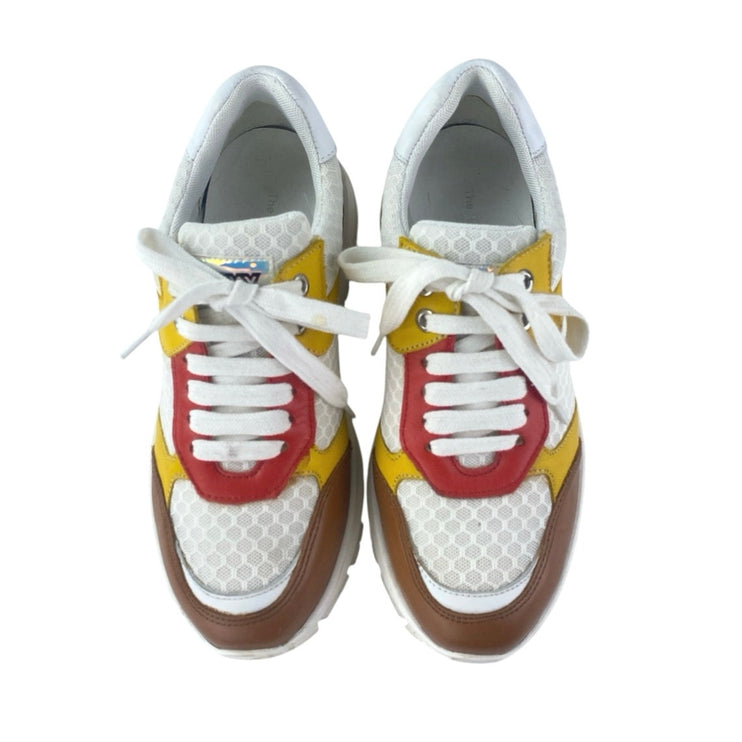 The Flexx Women's Multicolor Leather Mesh Low Top Athletic Sneakers Shoes 6.5-7