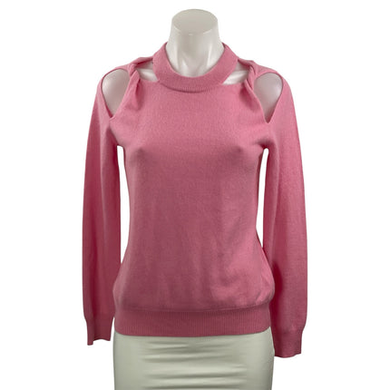 Topshop Women's Pink 100% Cashmere Crew Neck Cutout Long Sleeve Sweater Size XS