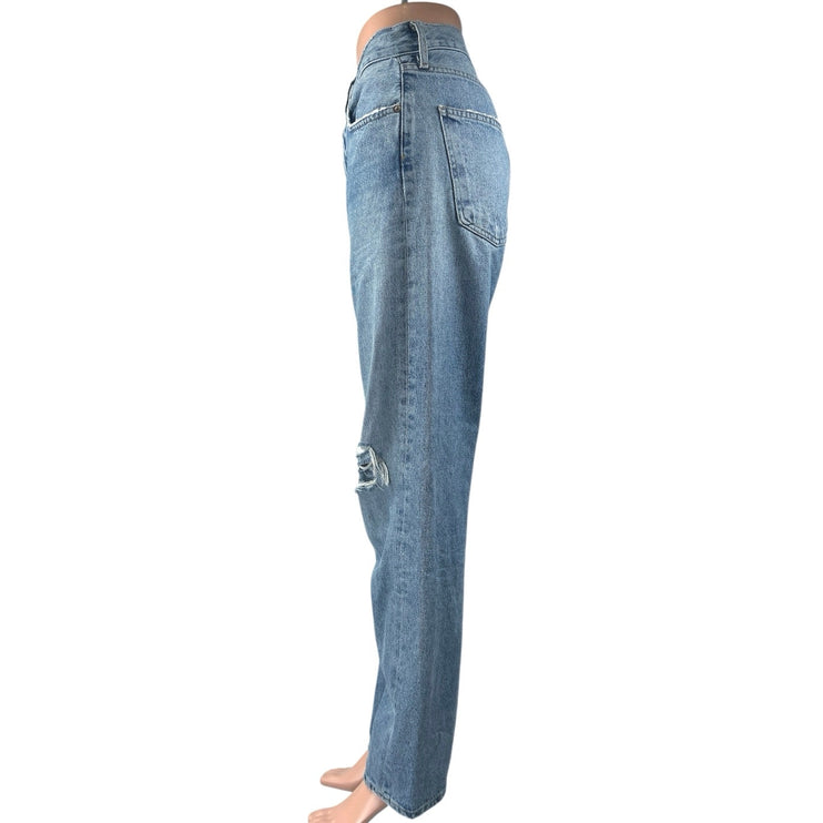 Agolde Women's Blue High Waist Distressed Straight Leg Denim Jeans Pants Size 26