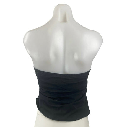 Abercrombie & Fitch Black Strapless Ruched Bandeau Asymmetric Blouse Top Size L
