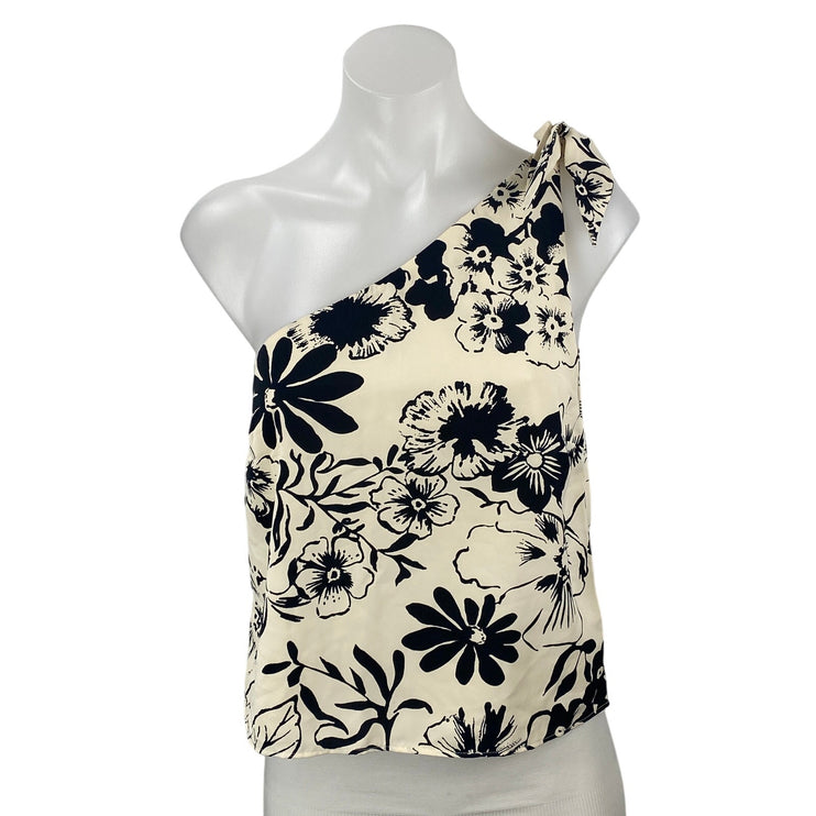 Abercrombie & Fitch Asymmetrical Scarf Floral One Shoulder Tank Blouse Top Sz XS