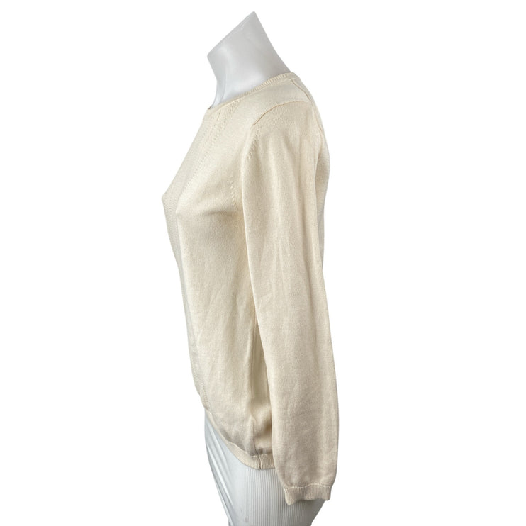 Banana Republic Women's Cream Long Sleeve Crew Neck Knit Sweater Top Size S