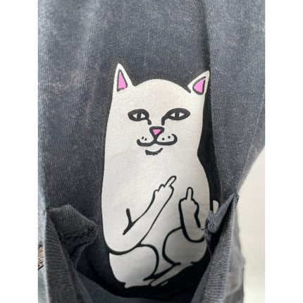 RIPNDIP Lord Nermal Women's Black Short Sleeves Crew Pocket Tee T-shirt Top Sz S