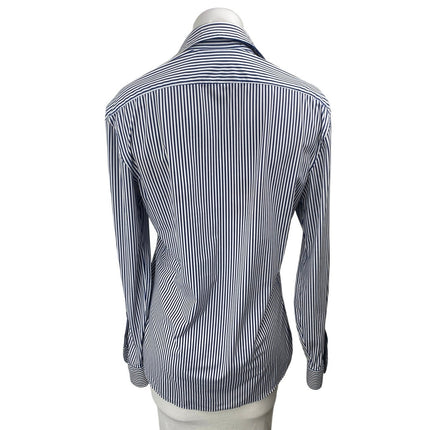 Zara Women's Blue White Striped Collar Long Sleeve Button Down Shirt Top Size S