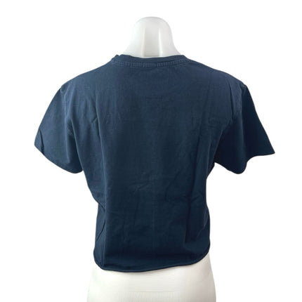 Brandy Melville J Galt Navy Blue Florence Short Sleeve Crop T Shirt Tee Top Sz S