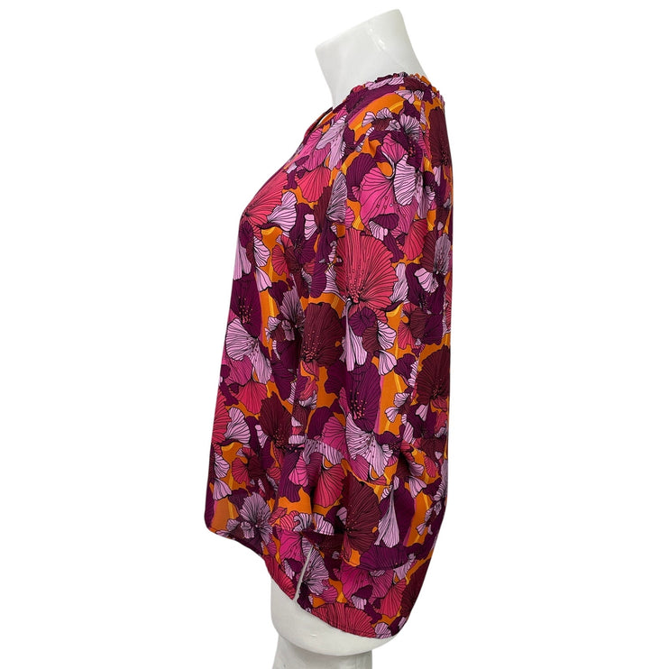 The Pioneer Woman Multicolor Long Bell Sleeves Floral Sheer Tunic Blouse Top XL