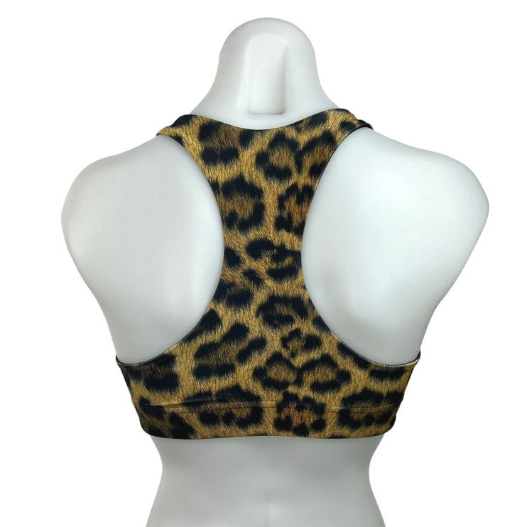 Womens Multicolor Animal Leopard Print Racerback Activewear Fitness Sports Bra S