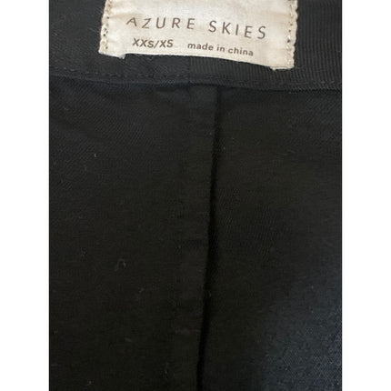 Azure Skies Women's Black V Neck Open Front Tunic Kaftan Blouse Top Size XXS/XS