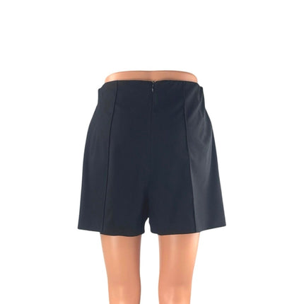 Zara Women's Black High Waisted Pintucked Straight Leg Mini Casual Shorts Size S