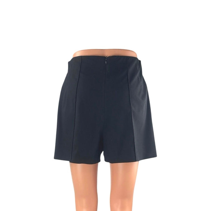 Zara Women's Black High Waisted Pintucked Straight Leg Mini Casual Shorts Size S