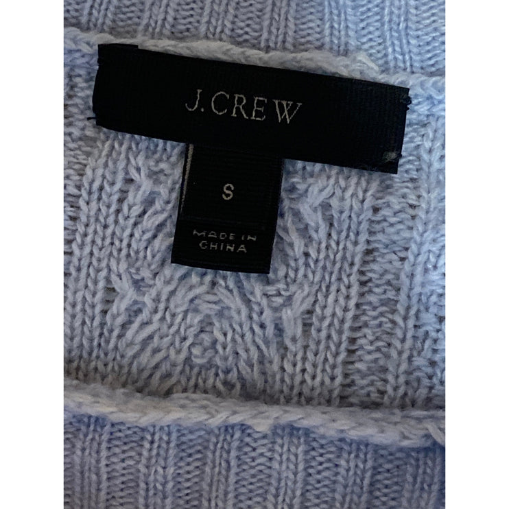 J.Crew Women's Blue Wool Cable Knit Bell Long Sleeve Crewneck Sweater Top Size S